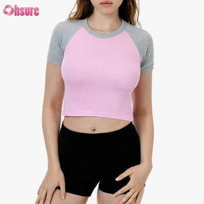 Top deportivo corto de mujer premium 100% algodón, manga de punto elástica y transpirable, top casual con opción de logotipo personalizado