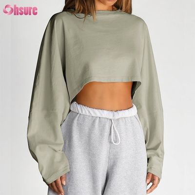 T-shirt de manga larga para mujeres de doble lado o cuello en blanco.