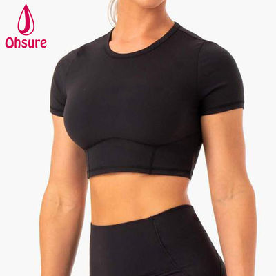 T-shirt de 2 piezas con tops montados Mujeres Fitness Gimnasio Yoga Cortado Mujeres Tshirt Mayorista Logotipo personalizado Deportivo suave rápido seco 50-100pcs