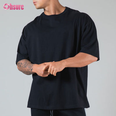 T-shirt de gran tamaño de 220 Gsm de alta calidad de peso pesado de algodón T-shirt personalizado de algodón pesado gimnasio de hombres de gran tamaño T-shirt deportivo