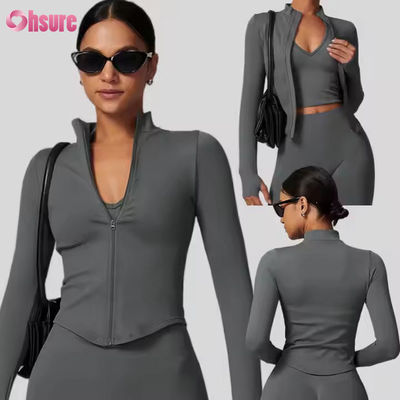 Chaqueta de protección solar collar con cremallera de manga larga chaqueta de yoga femenina sudaderas para mujeres camisetas deportivas de acondicionamiento físico al aire libre