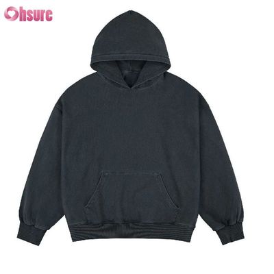 Sudadera con capucha de corte holgado y lavado ácido 100% algodón en oferta, con logotipo privado personalizado para hombre