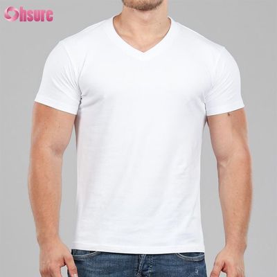 Camiseta de bambú para hombre, tejido agradable, camiseta de boxeo, cuello en V, estampado casual, patrón de impresión, tejido de punto, soporte muscular