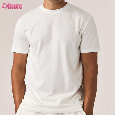 Camiseta en blanco de algodón 100% personalizada para hombre, de gran tamaño, de 180-300GSM, de peso pesado, con estampado personalizado