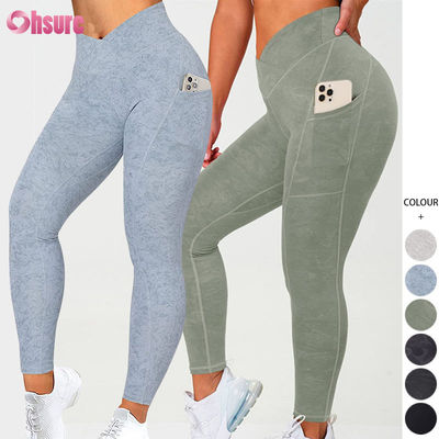 Personalizar Gimnasio V Leggings de cintura para mujeres Entrenamiento trasero levantamiento de pantalones de yoga Deportes Acondicionamiento físico Leggings de yoga con bolsillo