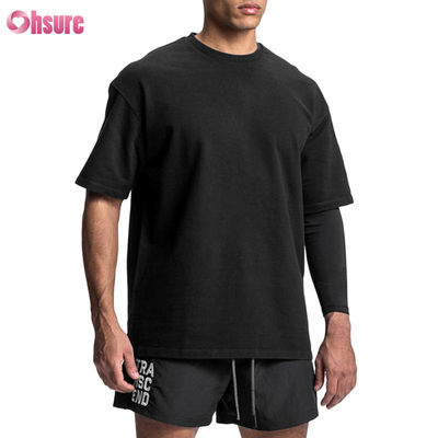 Camiseta de algodón en blanco de alta calidad, vintage, lavada, OEM, para gimnasio, deportes, de gran tamaño, para hombre