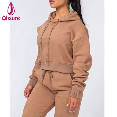 Ropa Deportiva para Mujer, Pulóveres, Tops, Forro Polar de Algodón Orgánico, Sudaderas con Capucha Deportivas, Logotipo en Relieve, Sudaderas con Capucha para Entrenamiento Físico para Mujer