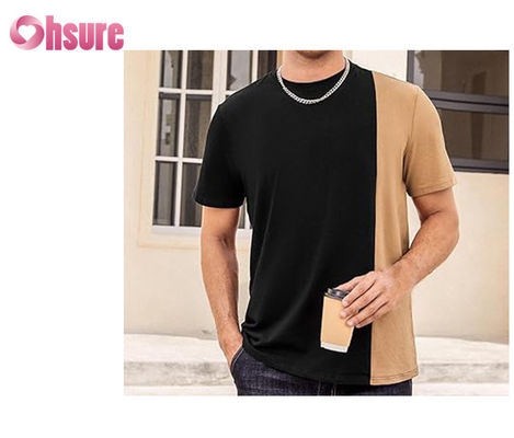 Camiseta con panel de contraste de alta calidad Camiseta con logo estampado personalizado Camiseta de moda fácil de usar