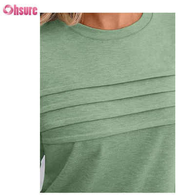 Camisetas de fitness de manga tres cuartos, tops de algodón, camisetas informales, cuello redondo, camiseta de mujer, deporte de trabajo, camiseta deportiva