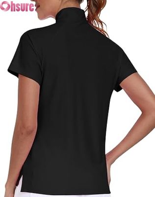 Polyester para mujeres de fabricación para camisetas de polo Golf transpirable Tops de pickleball de golf Logotipo personalizado Manga corta Stand formal