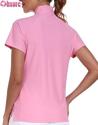 Polyester para mujeres de fabricación para camisetas de polo Golf transpirable Tops de pickleball de golf Logotipo personalizado Manga corta Stand formal