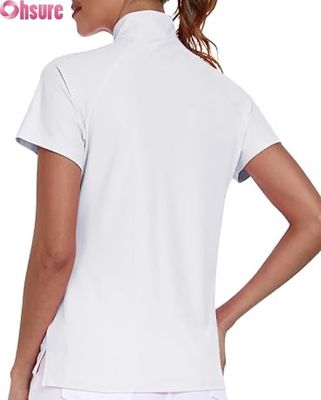 Polyester para mujeres de fabricación para camisetas de polo Golf transpirable Tops de pickleball de golf Logotipo personalizado Manga corta Stand formal