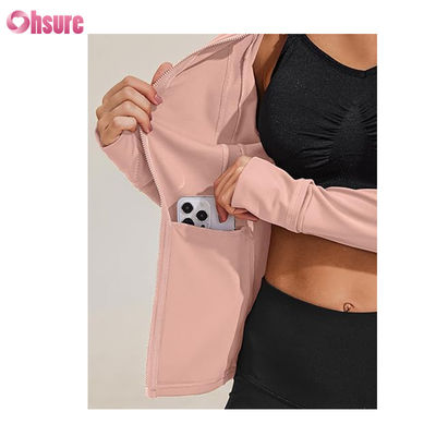 Logotipo personalizado Nueva moda Color sólido Bolsillo Sudadera con capucha con cremallera Ocio Deportes Fitness Sudadera OEM Alta calidad para mujeres