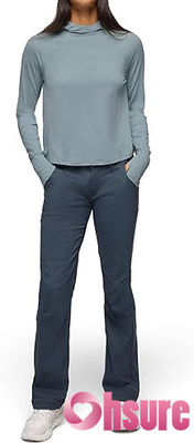 Sudaderas con capucha de yoga ecológicas para mujer, cuello largo, manga larga, suéter de punto, tops deportivos de fitness con logotipo frontal