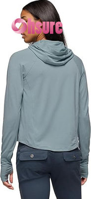 Sudaderas con capucha de yoga ecológicas para mujer, cuello largo, manga larga, suéter de punto, tops deportivos de fitness con logotipo frontal