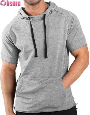 Sudadera con capucha de manga corta para hombre Camiseta con capucha informal Fabricante OEM ODM