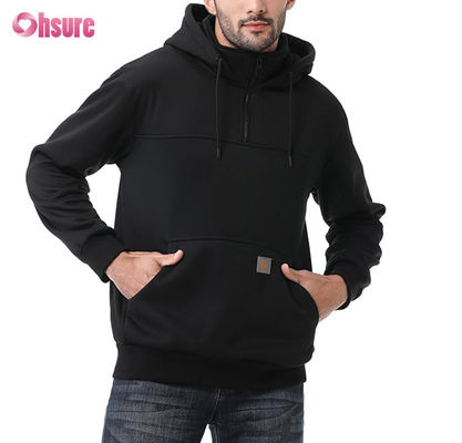 Sudadera con capucha y cremallera de cuarto de diseño personalizado para hombre XL, tejido pesado, 100% algodón, felpa francesa, cuello redondo, estilo invierno, con capucha, color sólido