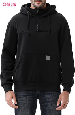 Sudadera con capucha y cremallera de cuarto de diseño personalizado para hombre XL, tejido pesado, 100% algodón, felpa francesa, cuello redondo, estilo invierno, con capucha, color sólido