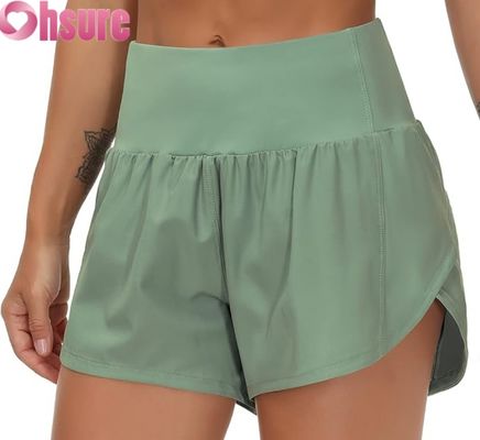 Pantalones cortos de gimnasia de cintura alta para mujer, de secado rápido, transpirables, cortos para yoga, correr, fitness - Ropa deportiva OEM