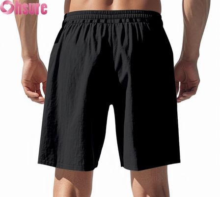 Pantalones cortos casuales de lino ligero para hombre, transpirables para verano, deportivos de playa, ajuste holgado, de longitud media, cintura elástica cómoda