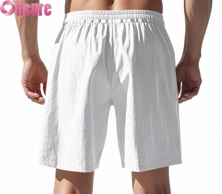Pantalones cortos casuales de lino ligero para hombre, transpirables para verano, deportivos de playa, ajuste holgado, de longitud media, cintura elástica cómoda