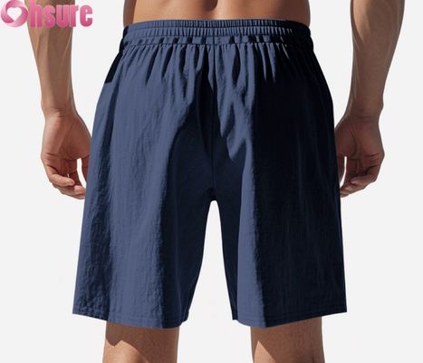 Pantalones cortos casuales de lino ligero para hombre, transpirables para verano, deportivos de playa, ajuste holgado, de longitud media, cintura elástica cómoda