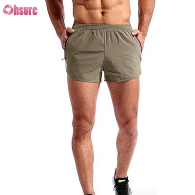 Pantalones cortos deportivos transpirables para hombre, pantalones cortos de gimnasia de nailon y poliéster