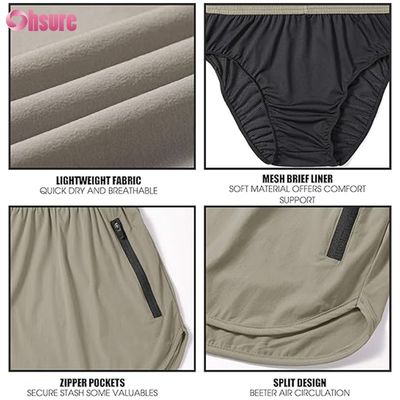 Pantalones cortos deportivos transpirables para hombre, pantalones cortos de gimnasia de nailon y poliéster