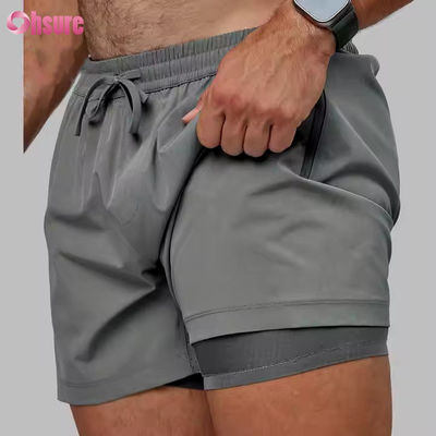 Custom High Quality Nylon Spandex Split Hem Doble Capa 5 en Deportes 2 en 1 Calzoncillos para hombres