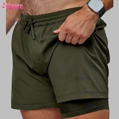 Custom High Quality Nylon Spandex Split Hem Doble Capa 5 en Deportes 2 en 1 Calzoncillos para hombres