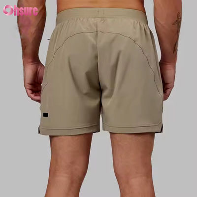 Pantalones cortos deportivos de gimnasio para hombre, de nailon y spandex de alta calidad con dobladillo dividido de 5 pulgadas en 2 en 1 para entrenamiento atlético
