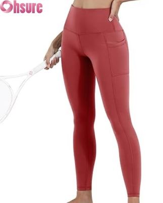 Calcetines de yoga de control de barriga de cintura alta para mujeres con cierre de cintura elástico y pantalones de entrenamiento de bolsillo