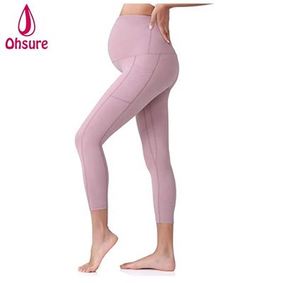 Mallas de nailon suave para embarazadas, mallas deportivas para mujeres, pantalones para mujeres, mallas para embarazadas