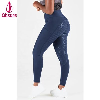 Mallas de equitación de silicona azul marino para invierno, para mujer, pantalones de montar a caballo, leggings ecuestres con bolsillo