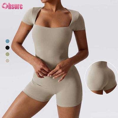 Traje deportivo de gimnasio de alta calidad de color sólido para mujer, tejido de punto suave y cómodo, estilo casual, top por encima de la rodilla