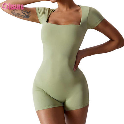 Traje deportivo de gimnasio de alta calidad de color sólido para mujer, tejido de punto suave y cómodo, estilo casual, top por encima de la rodilla
