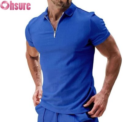 Manga corta de verano casual para hombres para polo camiseta de algodón gofre tejido de punto diseño sostenible y en blanco