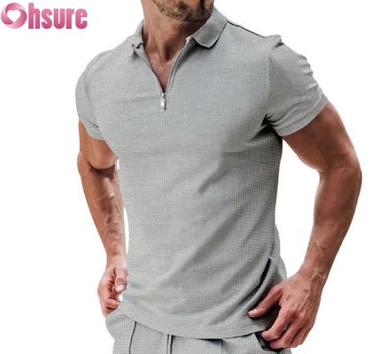 Manga corta de verano casual para hombres para polo camiseta de algodón gofre tejido de punto diseño sostenible y en blanco