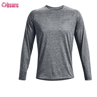 Camisetas deportivas masculinas de alta calidad moda personalizada en blanco poliéster espandéx rápido seco manga larga camiseta deportiva masculina