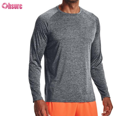 Camisetas deportivas masculinas de alta calidad moda personalizada en blanco poliéster espandéx rápido seco manga larga camiseta deportiva masculina