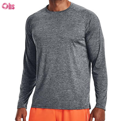 Camisetas deportivas masculinas de alta calidad moda personalizada en blanco poliéster espandéx rápido seco manga larga camiseta deportiva masculina