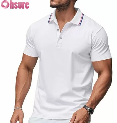 OEM Impresión de logotipos personalizados de los hombres para camisas de polo de verano de oficina gimnasio ropa de trabajo casual en blanco impresa XS-2XL patrón sólido de punto