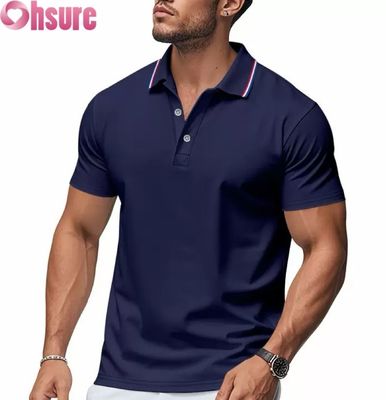 OEM Impresión de logotipos personalizados de los hombres para camisas de polo de verano de oficina gimnasio ropa de trabajo casual en blanco impresa XS-2XL patrón sólido de punto