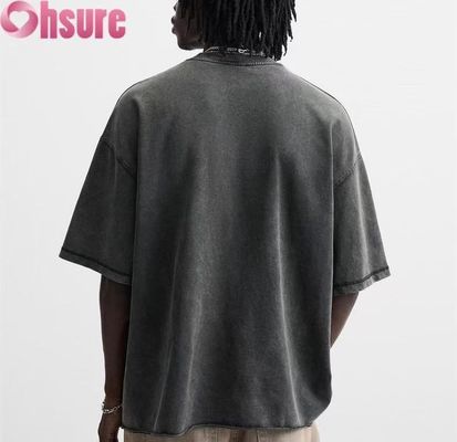 Camiseta pesada personalizada para hombre - Estilo vintage de algodón lavado, diseño de hombros caídos sobredimensionado, disponible para pedidos al por mayor