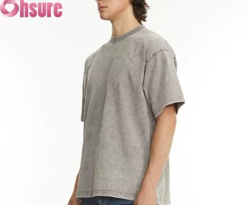 Camiseta pesada personalizada para hombre - Estilo vintage de algodón lavado, diseño de hombros caídos sobredimensionado, disponible para pedidos al por mayor