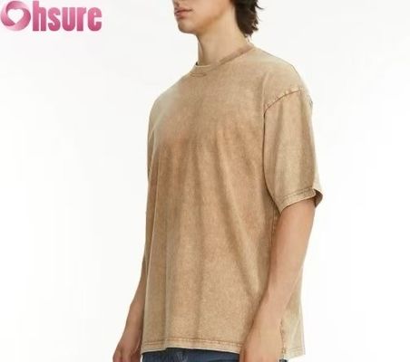 Camiseta pesada personalizada para hombre - Estilo vintage de algodón lavado, diseño de hombros caídos sobredimensionado, disponible para pedidos al por mayor
