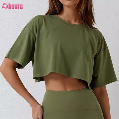 2025 Camiseta deportiva de yoga para mujer, de secado rápido, holgada, para correr, entrenar, gimnasio, fitness, entrenamiento, camisetas cortas