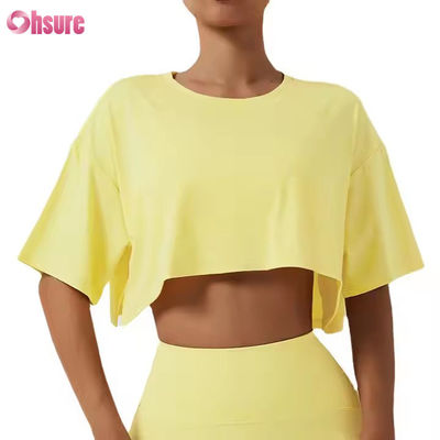 2025 Camiseta deportiva de yoga para mujer, de secado rápido, holgada, para correr, entrenar, gimnasio, fitness, entrenamiento, camisetas cortas