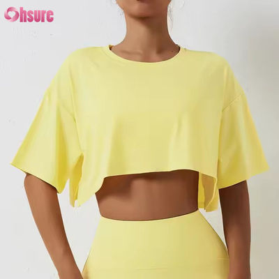 2025 Camiseta deportiva de yoga para mujer, de secado rápido, holgada, para correr, entrenar, gimnasio, fitness, entrenamiento, camisetas cortas