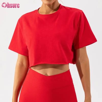 Camiseta corta deportiva de gran tamaño personalizada para mujer, nueva llegada, suave, de secado rápido, ligera, para mujer, para danza, running, manga corta